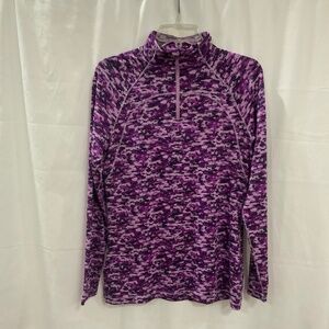 Eddie Bauer Fuchsia Animal Print Stretch Long sleeve 1/4 inch zip pullover M